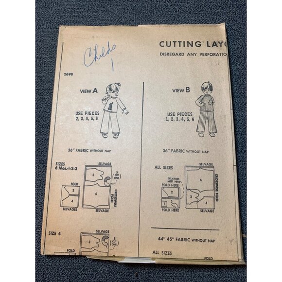 Vintage McCalls 2698 Childrens Jumpsuit Top Sewing Pattern Size 1 uncut 1970s - Picture 1 of 5